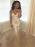 Mermaid Spaghetti Straps Tulle Sequined Prom Dresses LBQ3849